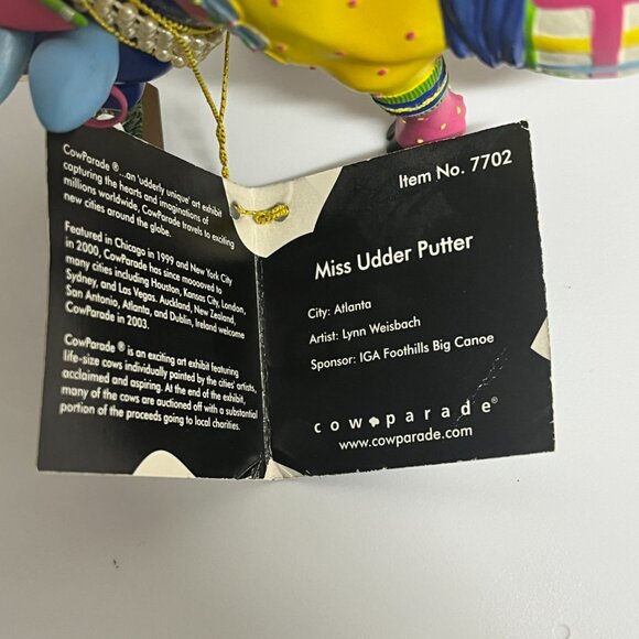 Cow Parade Miss Udder Putter Golfing Cow #7702 Team Atlanta Resin Figure - Picture 3 of 9
